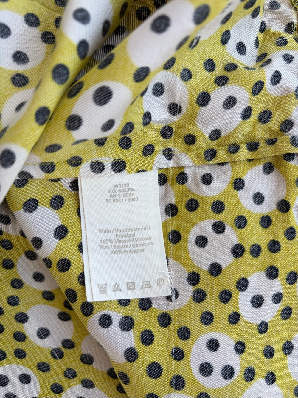 BODEN Esmeralda Yellow Polka Dot Viscose Dress Slit Neck Retro UK 10R / US 6R - Picture 9 of 11